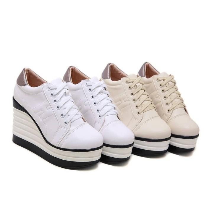 Sepatu Sneakers Wanita Wedges Boots Hak 7Cm Fashion Korea Elegan Aj17 Terbaru 4