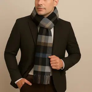 ( Tipis ) Syal / Scraggy Mens Global Model Plaid 190 x 30 cm Tasel