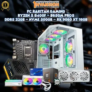 INV GAMING - PC RAKITAN RYZEN 5 8400F | B650M PRO5 | 32GB DDR5 | NVME 500GB | RX 9060 XT 16GB | WHITE EDITION