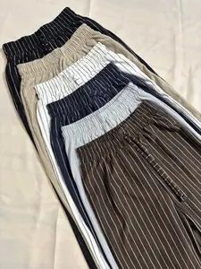 Celana Wanita Baggy Pinstripe Formal Casual