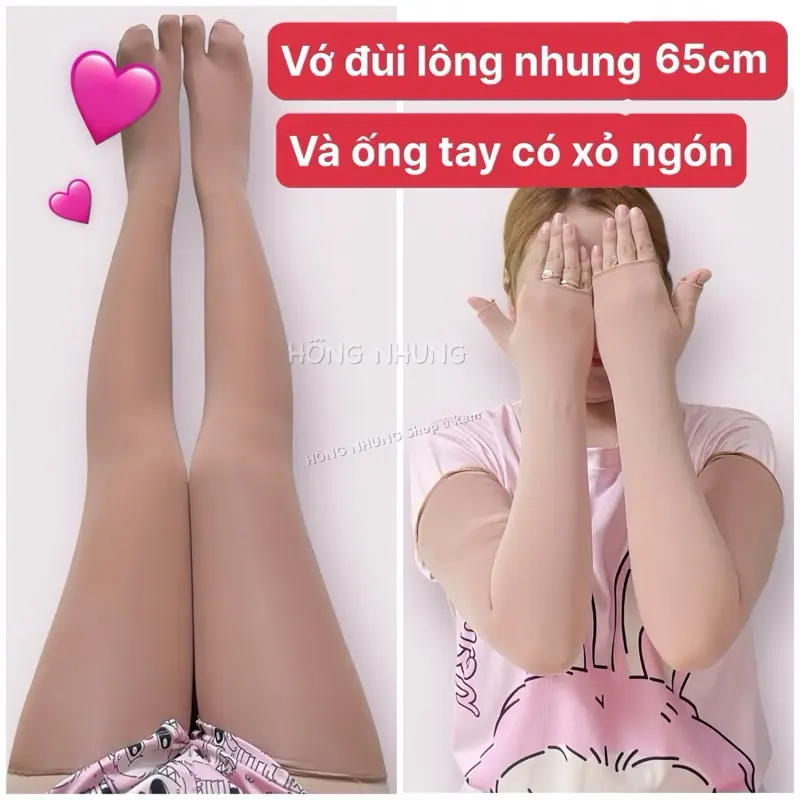[ HÀNG VIP ] VỚ ĐÙI LÔNG NHUNG 65cm chuẩn loại 1 và ỐNG TAY LÔNG NHUNG 45cm cao cấp . Siêu lông luôn nhen. Độ giãn tốt. Mang ủ kem chống  nắng .