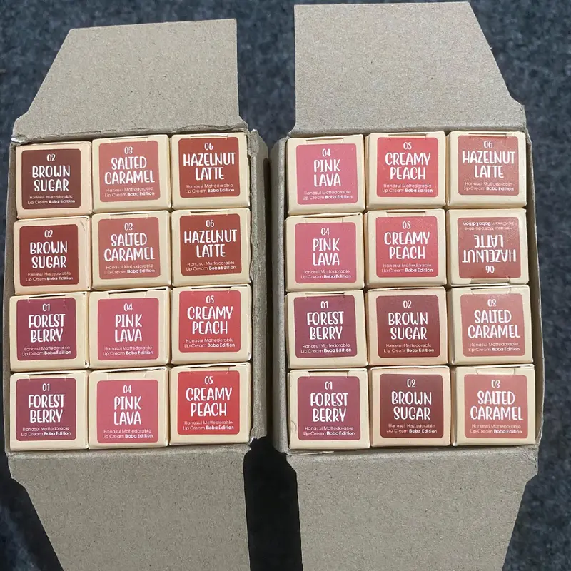 Paket Usaha 1 BOX (12 PCS) LIP CREAM HANASUI MATTEDORABLE LIP CREAM HANASUI BOBA EDITION Lipcream 3