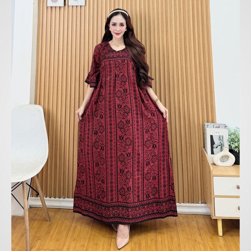 DRESS ALUNA KAIN RAYON BUSUI FRENDLY ADEM NYAMAN ELEGAN dengan Desain Vintage Modern dan fitur bus ui numbers verts