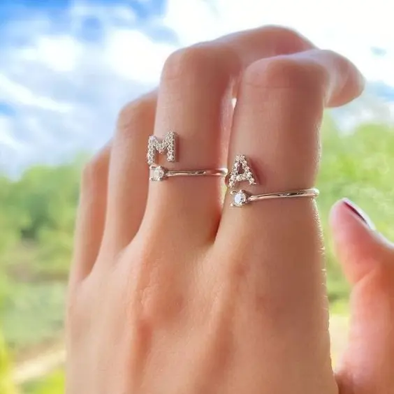 Cincin Inisaial Nama Titanium ABJAD Nama - Inisial Nama Wanita -Cincin Nama Wanita 4