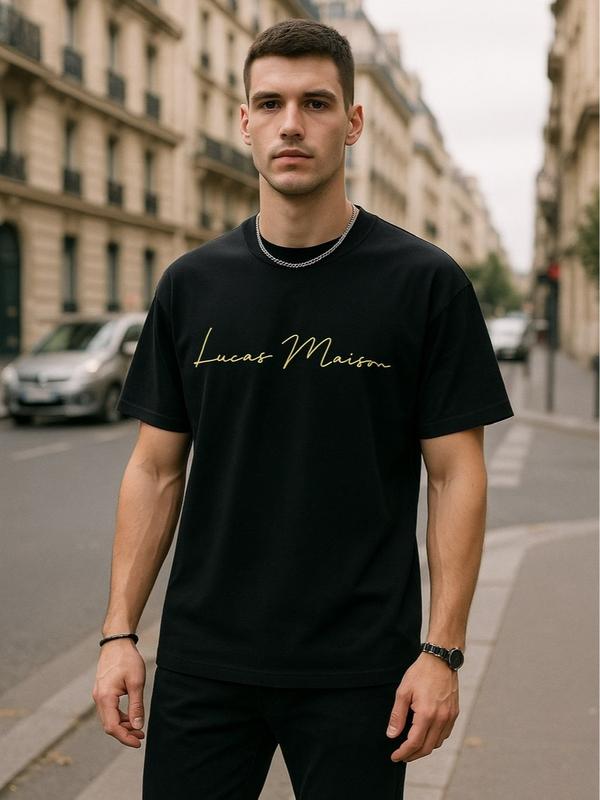 Áo thun Unisex nam nữ cộc tay cổ tròn thêu chữ Lucas Maison - chất cotton thoáng mát , thấm hút mồ hôi - Hàng QC cao cấp - Áo phông unisex nam nữ slimfit