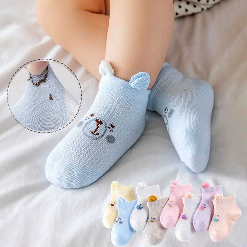 Stokin Buku Lali Kanak-kanak, 4 Pasang, Rekaan Kartun Comel, Stokin Pendek, Untuk Lelaki dan Perempuan, Stokin Kapas Musim Bunga dan Musim Luruh, Berkualiti Tinggi, Sesuai untuk Kasut Bayi, Sokken Sox