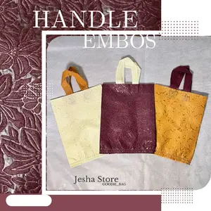 (1LUSIN / 12BIJI) Tas Handle Motif Embos Daun / Tas Souvenir / Tas Pernikahan