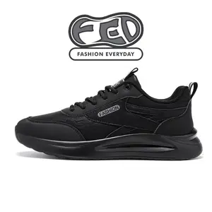 FED Sepatu Running Yokohama Black Kasual Pria Wanita Cowok Shoes Sneakers Terbaru Ringan Kekinian Casual Hitam Outdoor