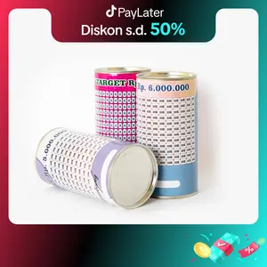 Celengan Target Permanen Viral Bahan Kaleng Ukuran Medium Berbagai Varian Target / PB EDUKASI ANAK - PBNB