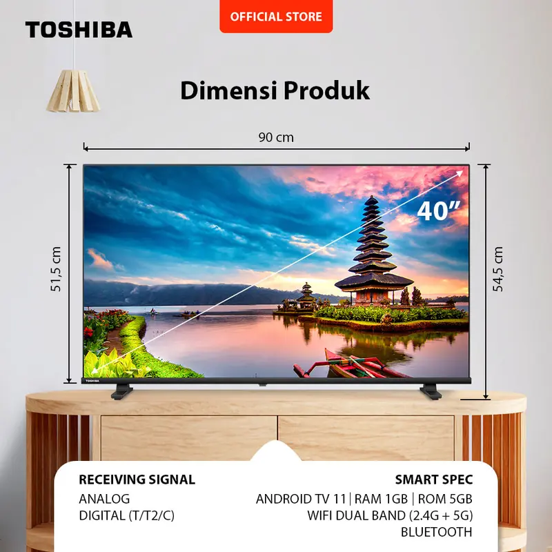 [FHD Google TV] [SPESIAL UNTUK INDONESIA] [KHUSUS ONLINE] Toshiba TV 40" FHD Google TV - Regza Engine PQ Technology Dolby Audio Remote Voice Control Wifi Bluetooth HDMI USB Digital DVB-T/T2 Signal Booster Sport Mode Optical Audio - 40E35NP 2