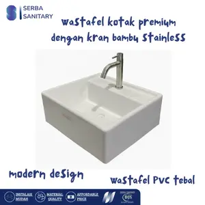 Wastafel cuci tangan premium bahan pvc tebal dengan kran bambu Stainless 20 cm
