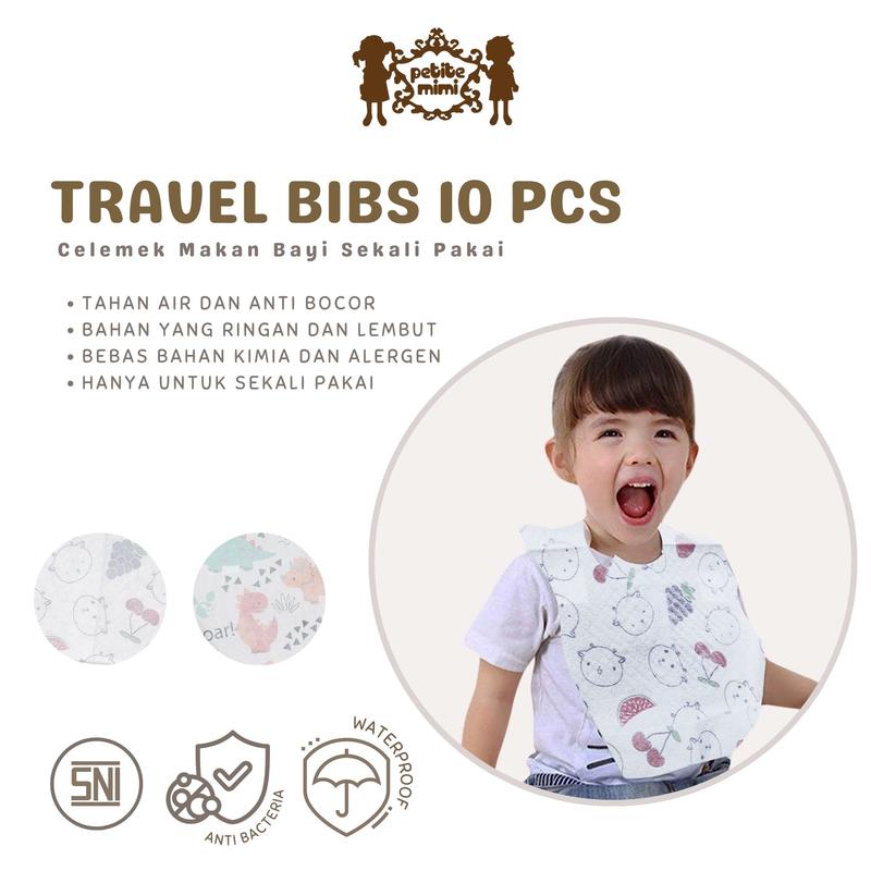 Petite Mimi Travel Disposable Baby Bibs - Celemek Makan Bayi Dapet 10 per Pack - SNI Waterproof 1