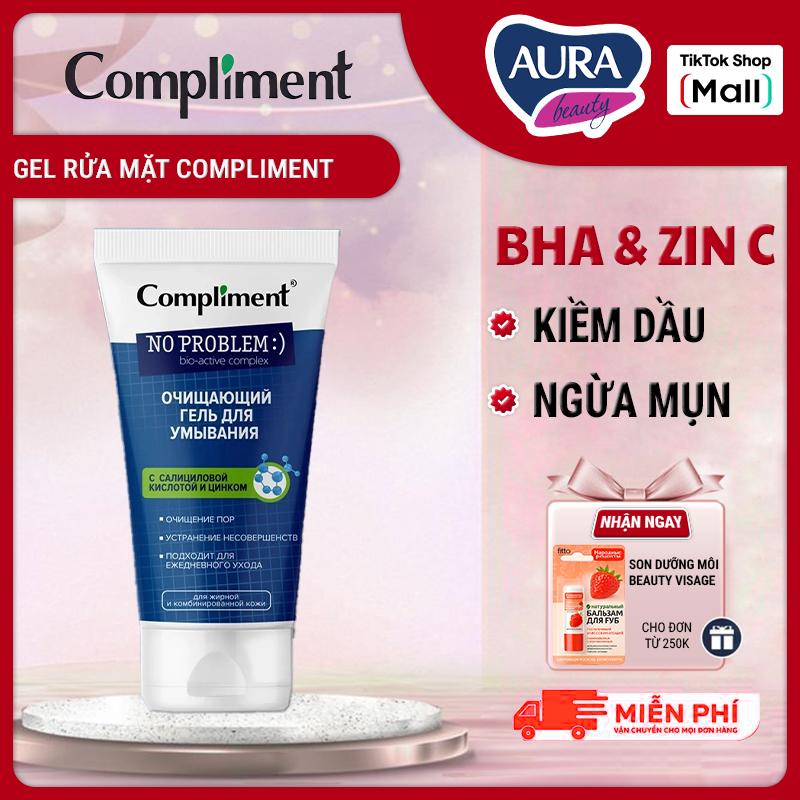  Sữa rửa mặt COMPLIMENT No Problem Cleansing Gel with BHA and Zinc Cho Da Dầu Mụn 200ml 