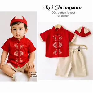 REI CHEONGSAM Baju suit imlek natal Setelan Kaos Celana Pergi Jalan Lucu Fashion Babee baby shop Anak Bayi Cowok Laki Terlaris Lucu Katun papa fotune mingkei