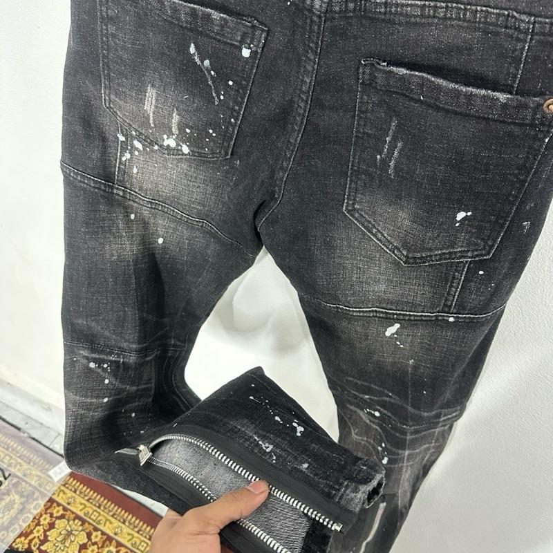  Quần jean nam đen bạc nắp túi khoá chân biker   kcđ   