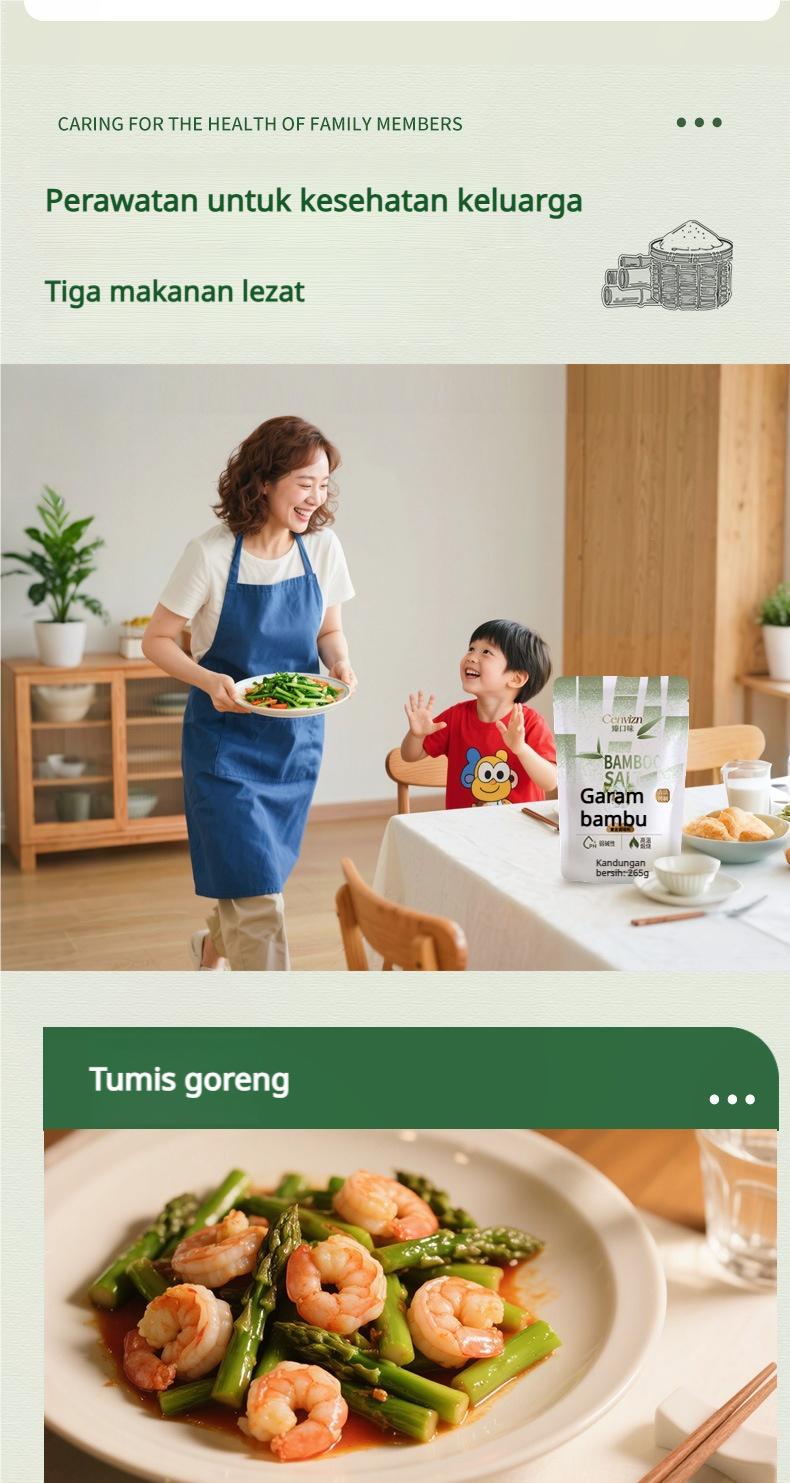 Garam Bambu Panggang Tradisional 800°C, Alami, 0 Aditif, Meningkatkan Rasa dan Kesegaran, Tanpa Zat Anti-penggumpalan, 265g, Cocok untuk Penggunaan di Rumah oleh Usia Menengah dan Lanjut