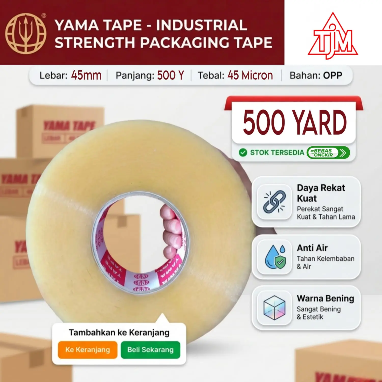 LAKBAN BENING 500 YARD 2 INCH - 45MM x 500YARD - LAKBAN PACKING JUMBO