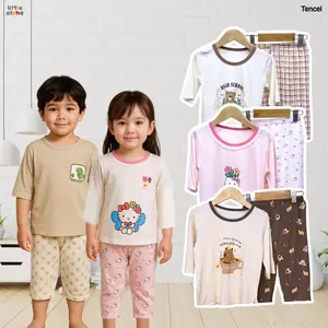 Little Alpha Piyama Tencel | Natural Tencel Baju Tidur Anak Unisex 1-4 Tahun