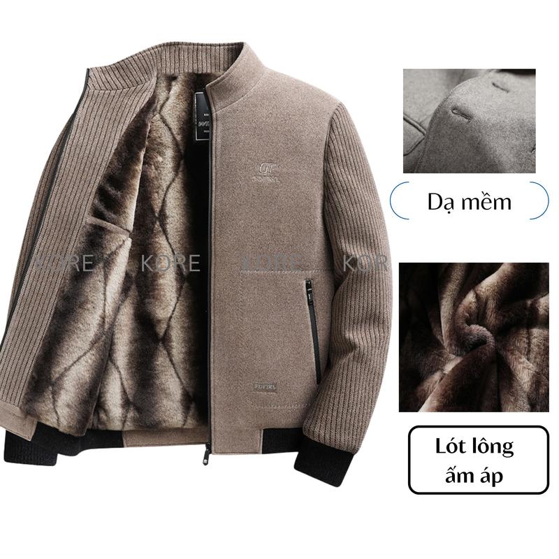 Áo khoác lót lông nam trung niên chống lạnh tốt kiểu dáng lịch lãm