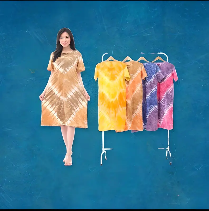 daster 5 pcs 100 rb daster wanita kekinian daster ibu baju tidur wanita dewasa Panjang Tidur Ruffle daster  motif Katun Dress Pendek Rayon Batik non Busui Bumil Serut Putri 3