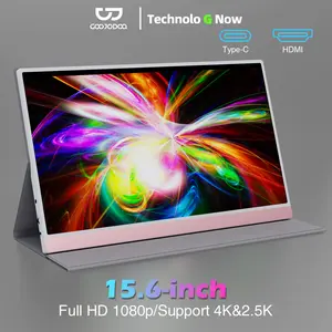 GOOJODOQ Portable Monitor With Dual Speakers for Laptop 15.6'' 1920*1080P 4K FHD IPS Display Portable Monitor for iPad/PC/Mac/Phone/Xbox Switch/PS4