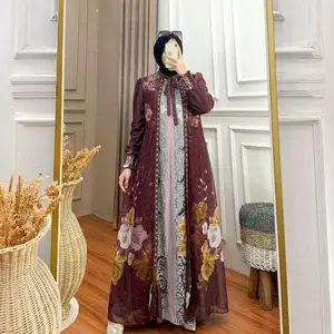 Gamis Amira Seruty Babydoll Simple cantik Elegant Lebaran 2026 - Maron, M (Ld 100 Pb 135)
