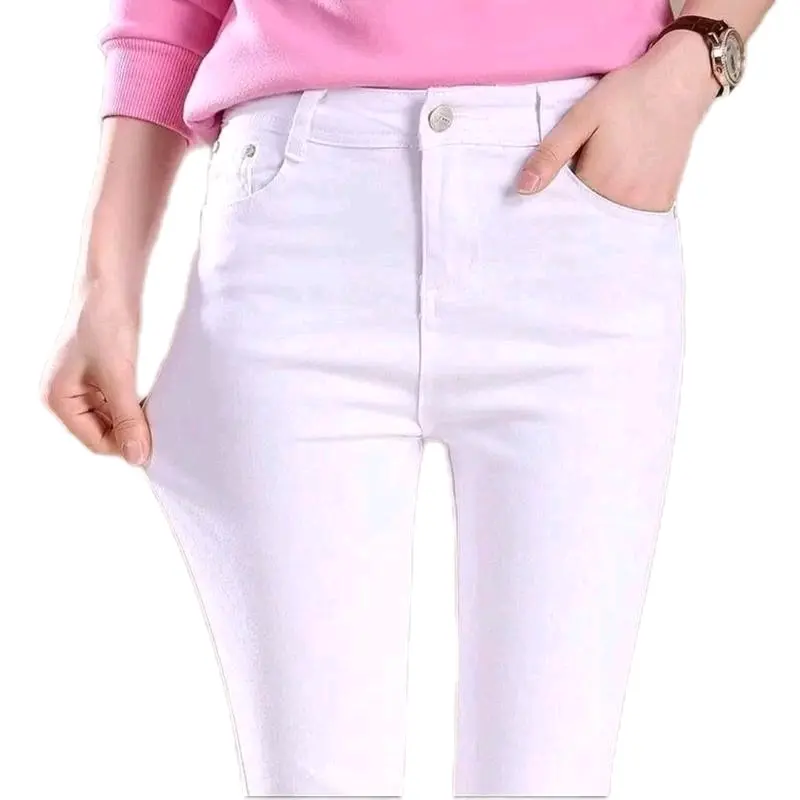Celana Jeans Cewek Putih Celana  Panjang  Wanita Kekinian Skinny 0