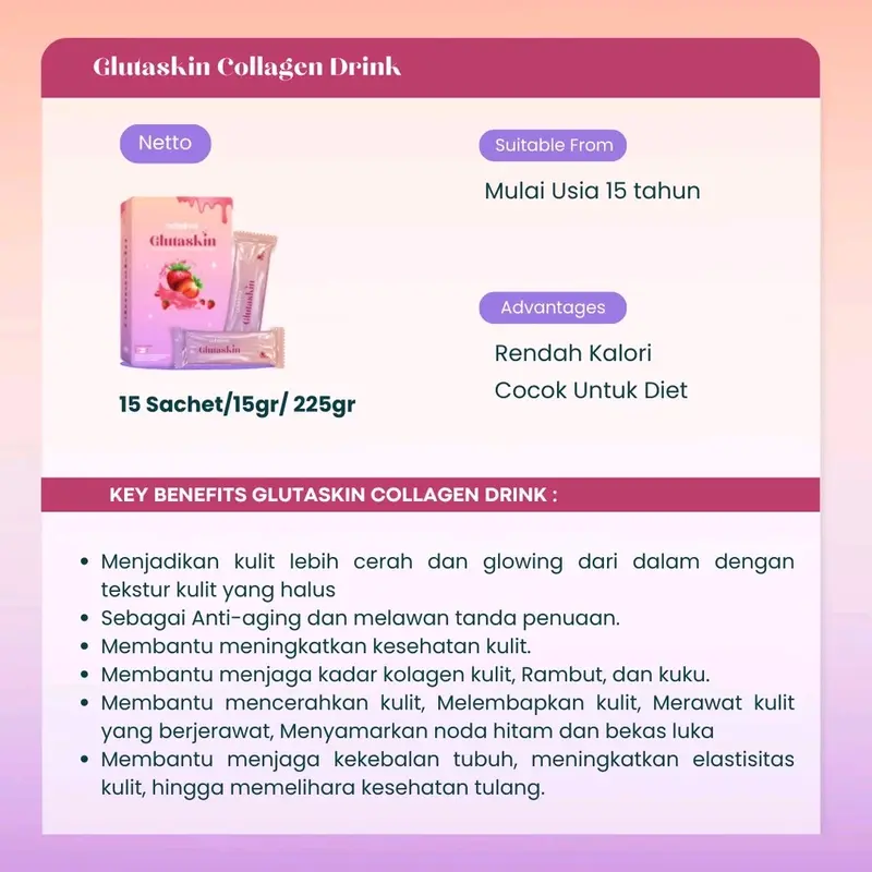 Adleeva Glutaskin Collagen Drink | With Collagen Tripeptide | Minuman Kolagen Pemutih 1
