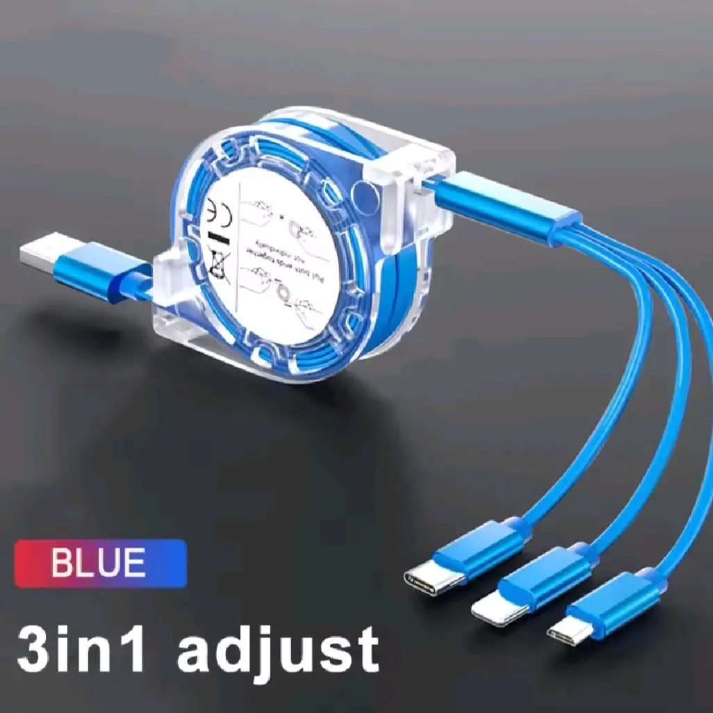 BEST SELLER KABEL DATA 3 IN 1 MICRO USB TYPE C LIGHTING FAST CHARGING KABEL STRETCH ROLL 3in1  1 METER DAPAT DI TARIK  Cable