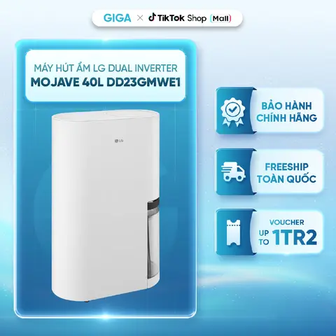 Máy hút ẩm LG Dual Inverter Mojave 40L DD23GMWE1 - Công suất 379W - Dual Inverter Compressor - UVnano - Độ ồn thấp 40dB