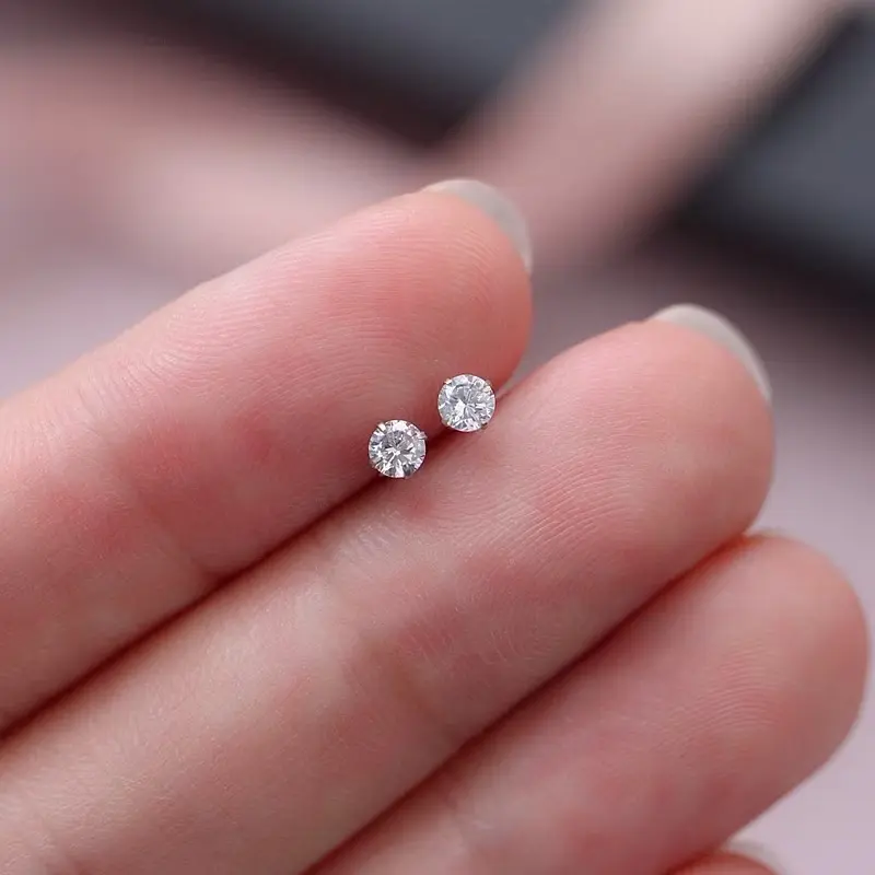 (2pcs/pasang) ANTING-ANTING ANTING ZIRCON KANCING ZIRKON BULAT BAJA TAHAN KARAT TITANIUM ANTING-ANTING SEDERHANA SILVER 925 6