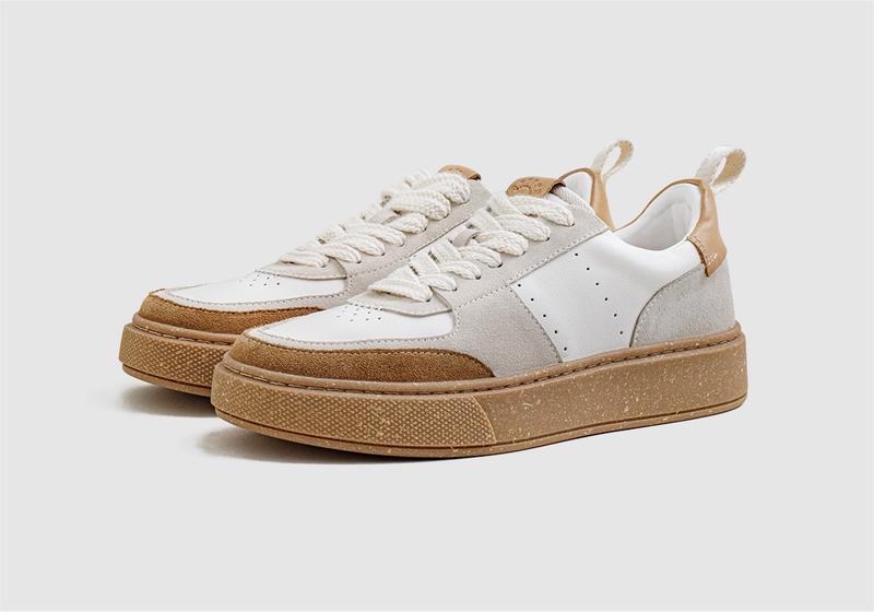 Product Introduction of Maden Casual Breathable Skateboard Shoes Men's Retro Low Top Shoes Thick Bottom Leather Patchwork White Shoes for Men 40