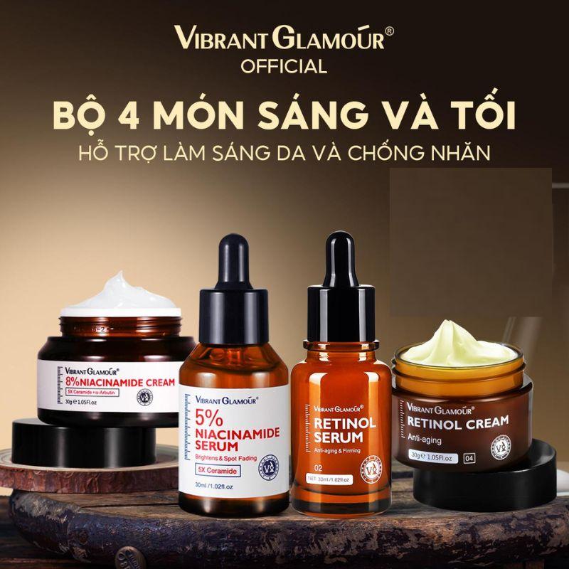  Bộ combo Serum Kem Dưỡng Retinol & Niacinamide VIBRANT GLAMOUR Hỗ Trợ Nâng Tông và Hỗ Trợ Tươi Trẻ Da dung tích serum 30ml dung tích kem dưỡng 30g 