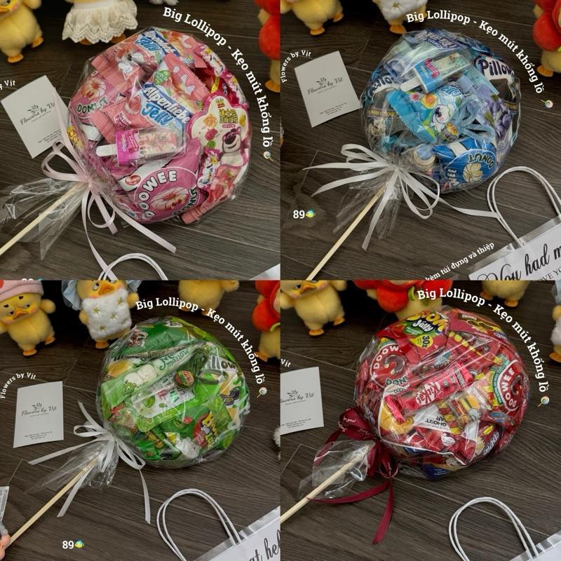 Kẹo mút khổng lồ BigLollipop nhiều màu sắc quà tặng sinh nhật, 1/6 kẹo dễ thương (tặng túi, thiệp)
