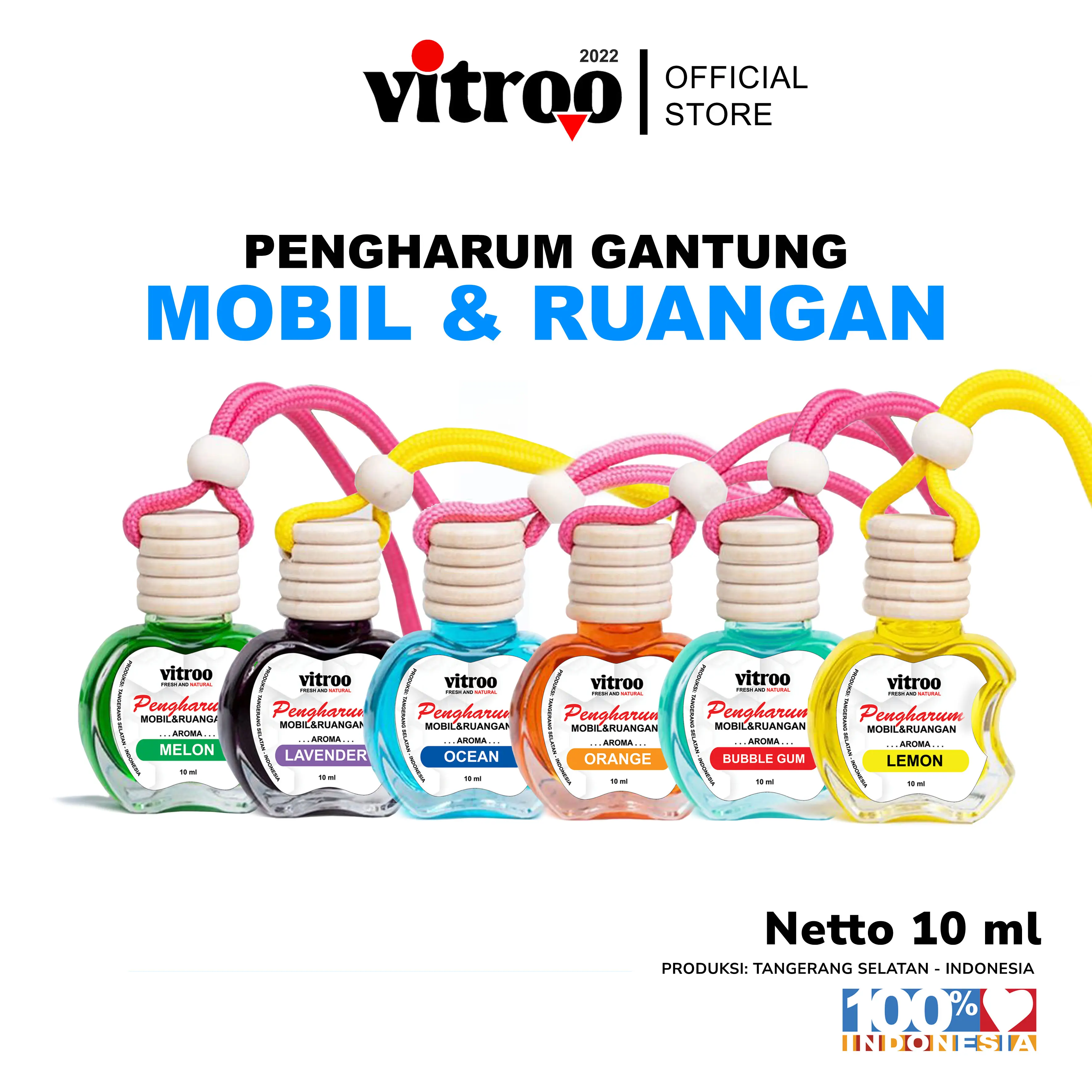 Vitroo Parfum Gantung Pengharum Pewangi Mobil Pengharum Ruangan Kipas AC Lemari Kamar Rumah Botol Kaca