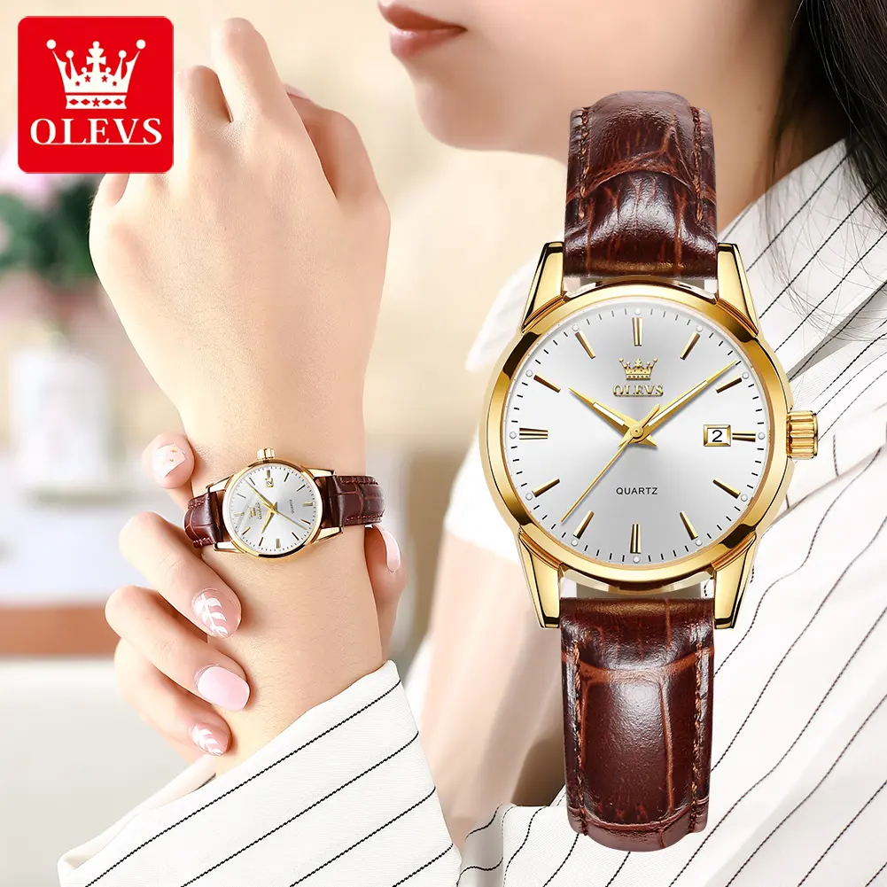 OLEVS Elegant Ladies Quartz Watch | Fashion-Forward Minimalist Design | 30M Water Resistance & Night Visibility | Premium Genuine Leather Strap | Direct from Official Store Model 6898