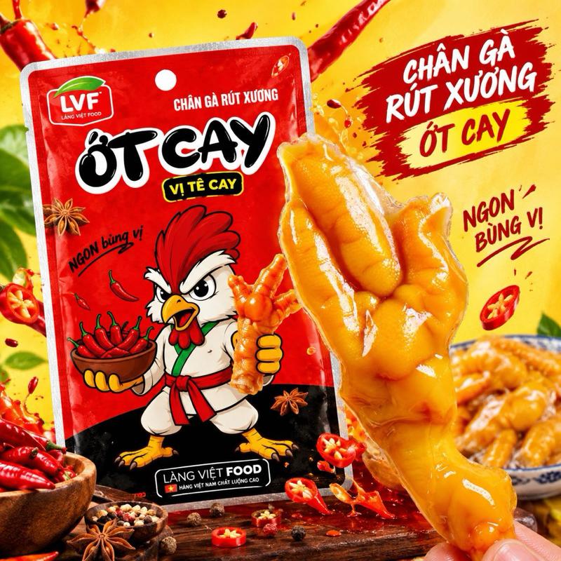 TẶNG THÊM 2 CHÂN GÀ [COMBO 30 CHÂN GÀ RÚT XƯƠNG ỚT CAY 22gam