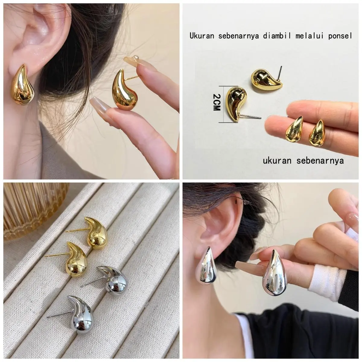 anting hijab/anting drop air berlapis emas/925 anting -anting berlapis emas/anting -anting fashion xuping