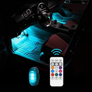 Luz para el pie del control remoto del coche, recargable por USB, luz LED RGB, impermeable, adecuada para coches, motocicletas, SUVs, camionetas, luz ambiental LED para coche
