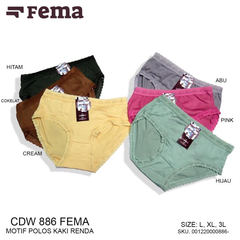 Kesyamartgrosir - 12Pcs CD Fema 883 886 Celana Dalam Wanita Katun Renda Nyaman Spandex Pita Dewasa 3