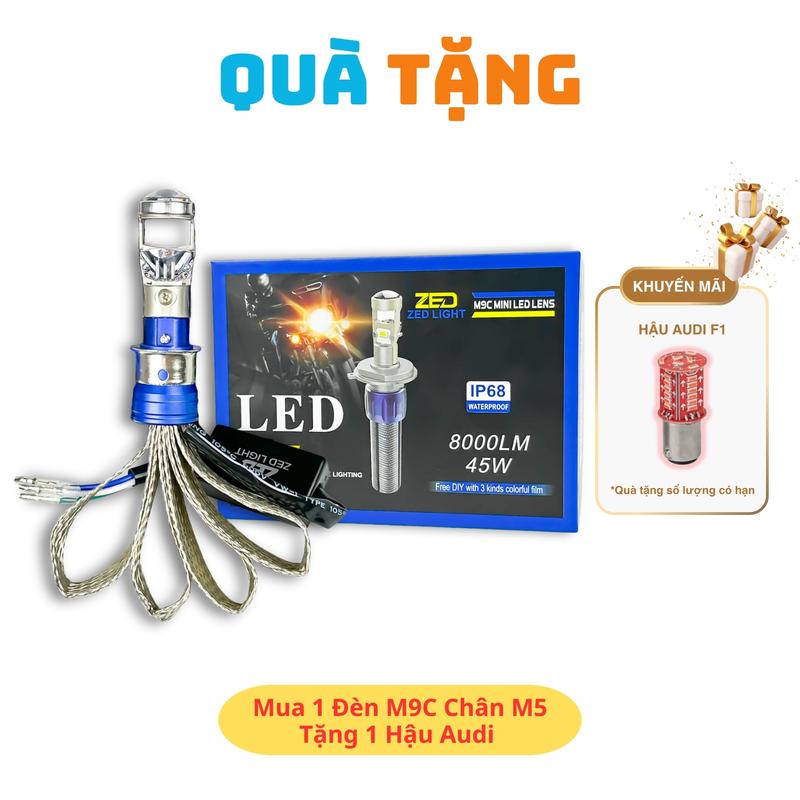  Đèn Pha LED Bi Cầu M9C ZED LIGHT - 45W Sáng Trắng Cắt Sáng Chống Chói Chân Đèn M5 H4 Lắp Mọi Dòng Xe Máy Oto - Bảo Hành 2 Năm 