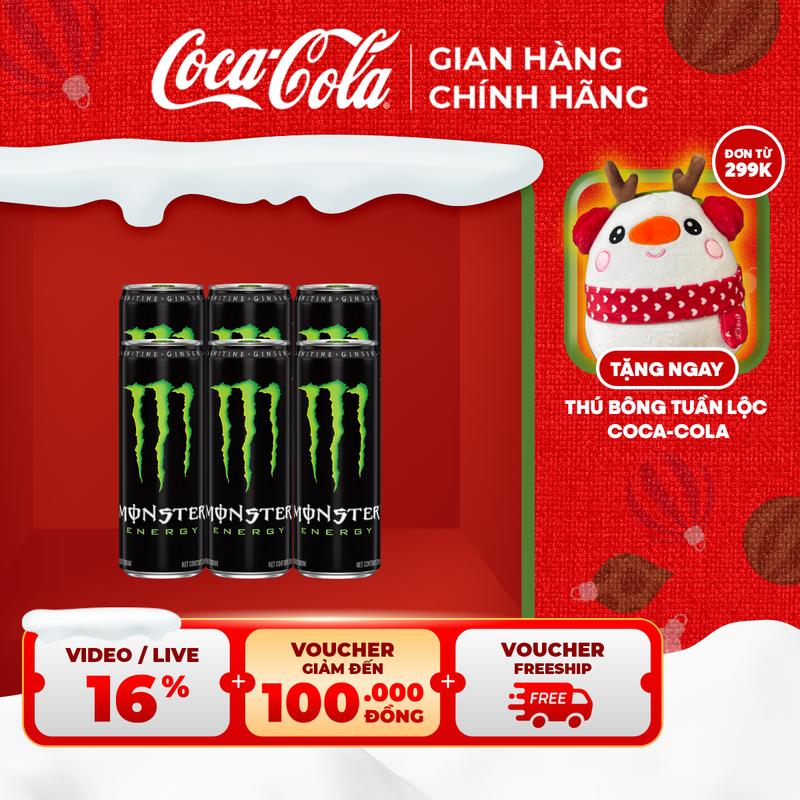  Hộp 6 lon Nước Ngọt Giải Khát tăng lực Monster Energy  355ml x 6  Sale 15.12 Coca-Cola Beverages VN_TT 