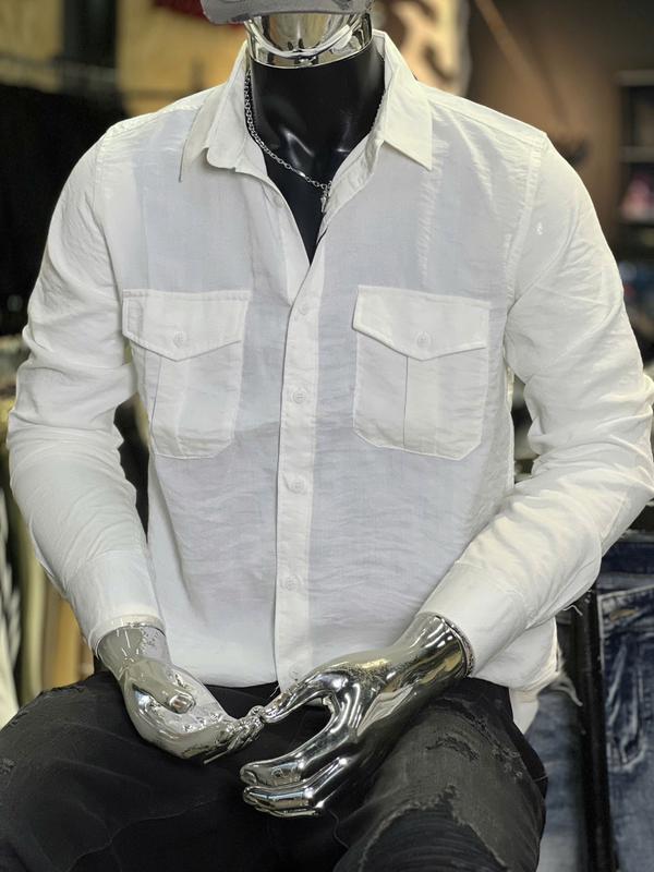 [6 Màu ] Áo Sơ Mi Nam Tay Dài Chất Đũi Lụa Kiểu 2 Túi Hộp Trắng-Đen-Nâu-Kem-Xám-Hồng Mẫu Mới Chi Tiết Như Hình S3312-13-14-15-16-17 .