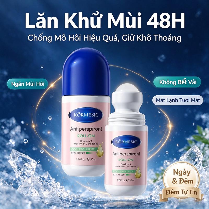 KORMESIC Antiperspirant Roll-on 50ml, Lăn khử mùi mát lạnh, thơm mát lâu dài