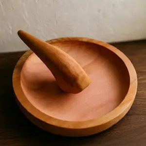 cobek+ulekan ukuran 22 cm kayu mahoni