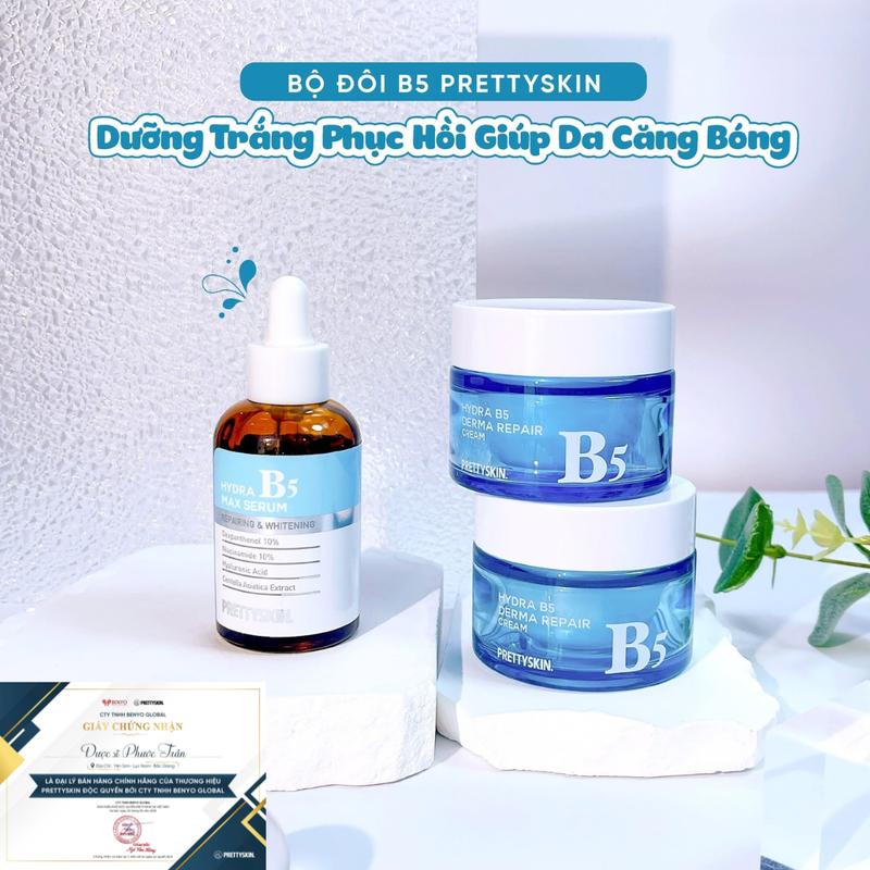 Bộ Đôi Phục Hồi Serum Và Kem Dưỡng B5 Prettyskin Hydra B5 Giúp Phục Hồi ,Đều Màu Da Chuyên Sâu Pretty Skin