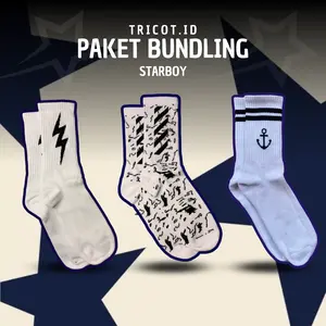 TRICOT.ID - PAKET BUNDLING Kaos Kaki Oldschool Katun Motif Unisex Casual Sporty Pria Wanita Nyaman Tebal