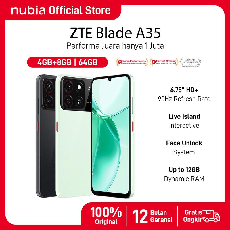 [EXCLUSIVE LOUISSE]  ZTE Blade A35  6,75" Display FHD RAM 4+8GB ROM 64GB 5.000 mAh Fast Charge Garansi Resmi 0