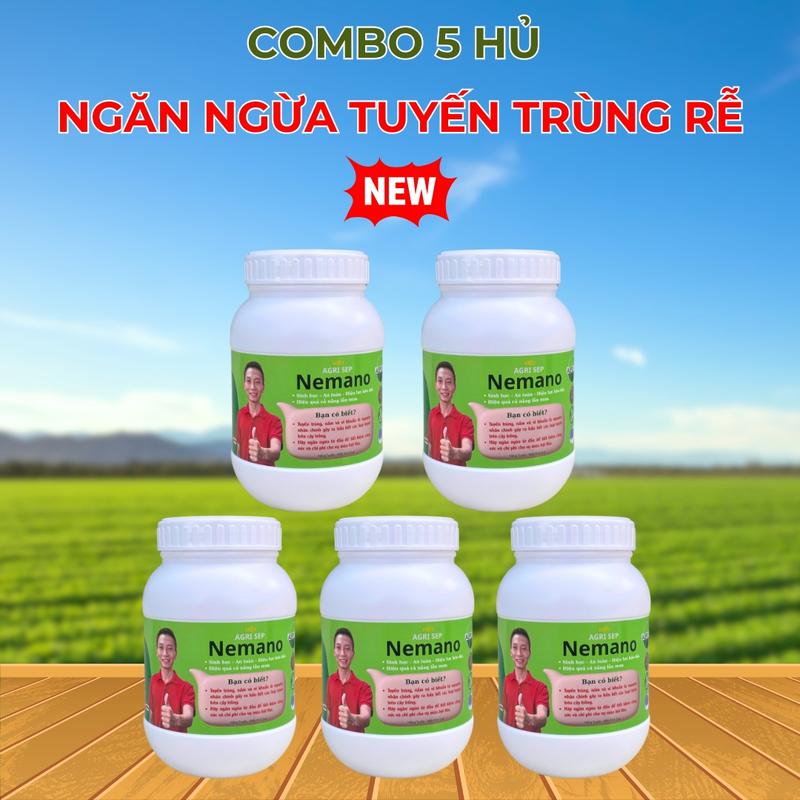FREESHIP Combo 5 Hủ Phân Bón Săn Tuyến Trùng Nemano Hạn Chế U Sưng Rễ Do Tuyến Trùng Gây Ra Hủ 1kg Pha 400 Lít