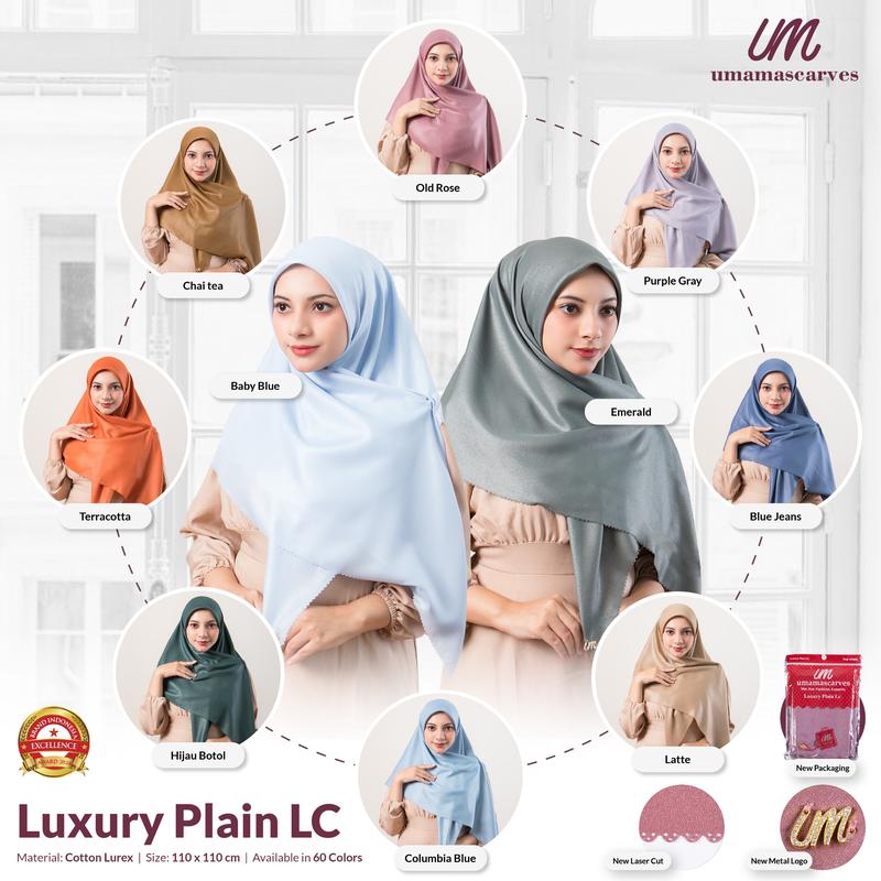 Luxury Plain lc Hijab Umama Scraf Jilbab Segi Empat Voal Tyspan Lasercut Kerudung 2
